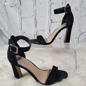 Vince Camuto Acelyn Womens Black Suede Ankle Strap Minimalist High Heel Sandals‎